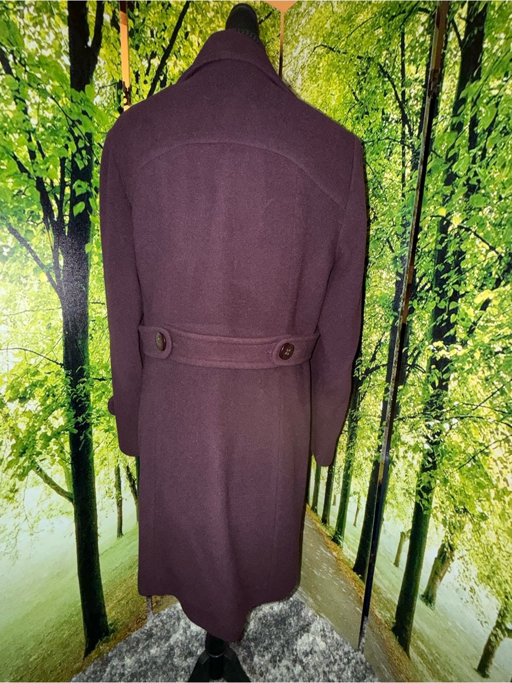 Womens Plum Wool-Blend Single-Breasted Pea Coat - Picture 5 of 9